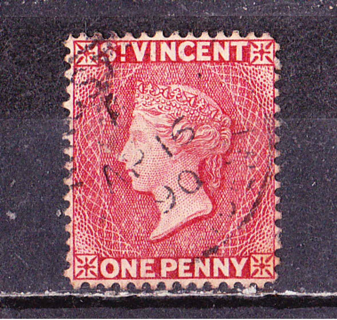 St. Vincent 1861  1 Sp. Carmin  Usato - St.Vincent (...-1979)