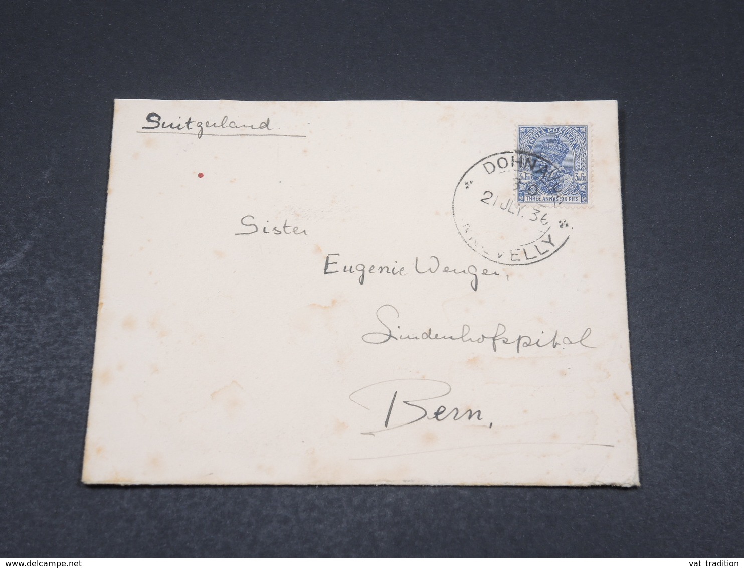 INDE - Enveloppe Pour La Suisse En 1936 - L 17328 - 1936-47 King George VI