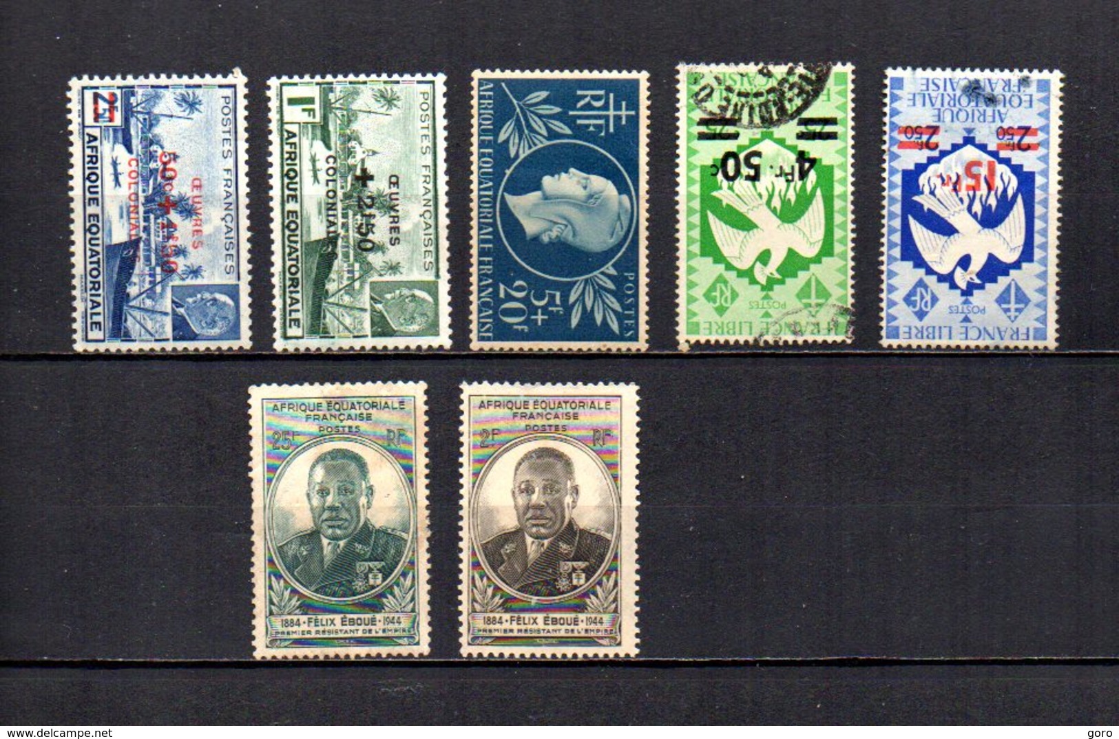 Africa Ecuatorial Francesa   1944-45  .-  Y&T  Nº    195/196-197-204/205-206/207 - Usados