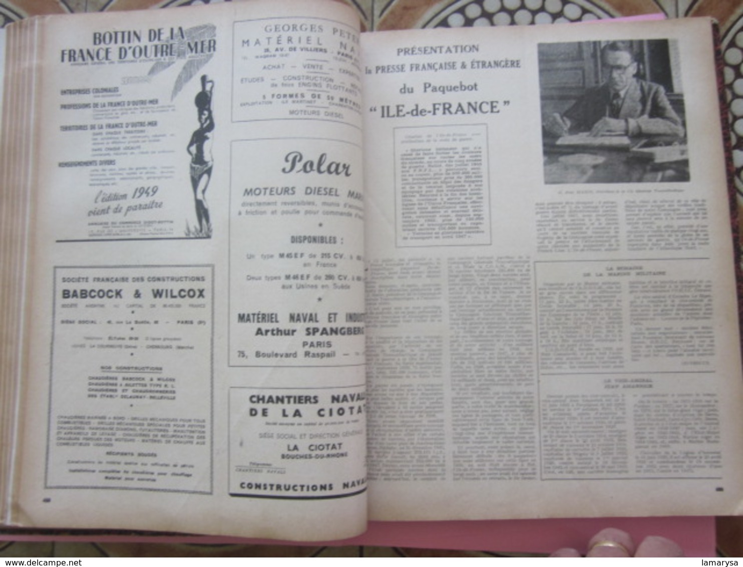 1949-RELIURE:LA REVUE NAUTIQUE-MARINE MILITAIRE-NAVIGATION COMMERCIAL,MARITIME,FLUVIAL,PÊCHE,YACHTING,CROISIÈRE-FR-Oumer