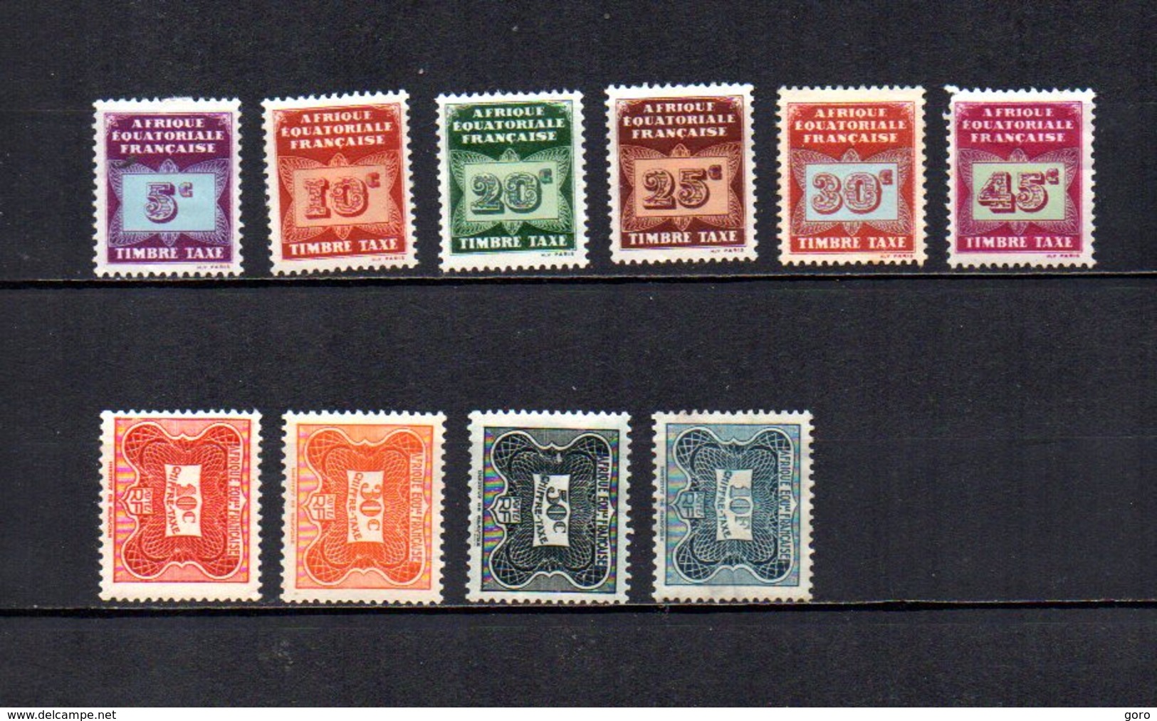 Africa Ecuatorial Francesa   1937-47  .-  Y&T  Nº    1/6-12/14-21   Taxa - Usados