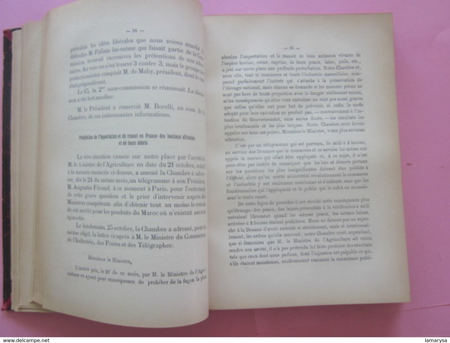 CHAMBRE DE COMMERCE DE MARSEILLE COMPTE RENDU DES TRAVAUX PENDANT ANNÉE 1896-LIVRE ANCIEN RELIURE LITHOGRAPHIE 525 PAGES - 1801-1900