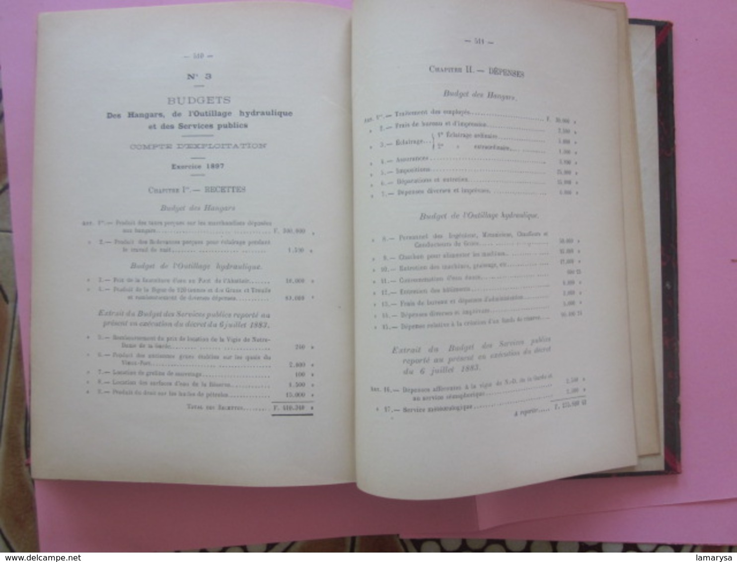 CHAMBRE DE COMMERCE DE MARSEILLE COMPTE RENDU DES TRAVAUX PENDANT ANNÉE 1896-LIVRE ANCIEN RELIURE LITHOGRAPHIE 525 PAGES