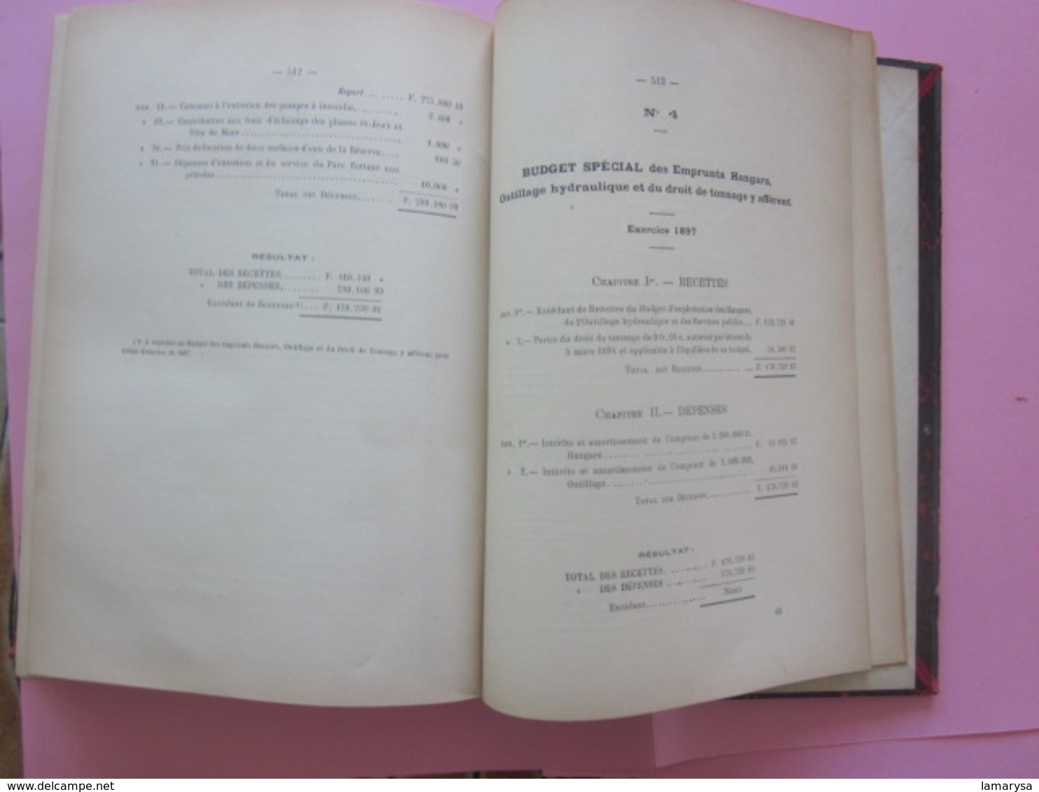 CHAMBRE DE COMMERCE DE MARSEILLE COMPTE RENDU DES TRAVAUX PENDANT ANNÉE 1896-LIVRE ANCIEN RELIURE LITHOGRAPHIE 525 PAGES