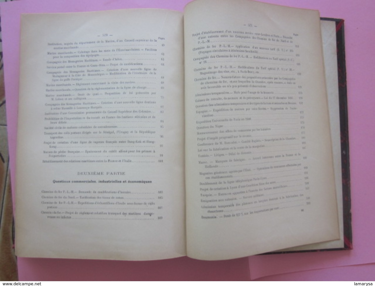 CHAMBRE DE COMMERCE DE MARSEILLE COMPTE RENDU DES TRAVAUX PENDANT ANNÉE 1896-LIVRE ANCIEN RELIURE LITHOGRAPHIE 525 PAGES