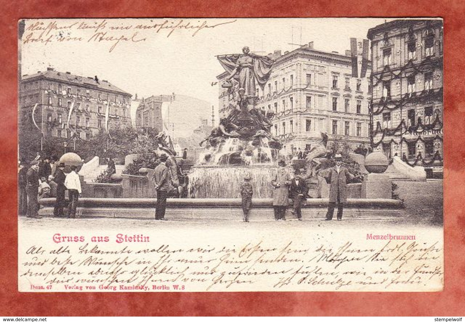 Stettin, Menzelbrunnen, EF Germania, Nach Hannover 1902 (51833) - Pommern