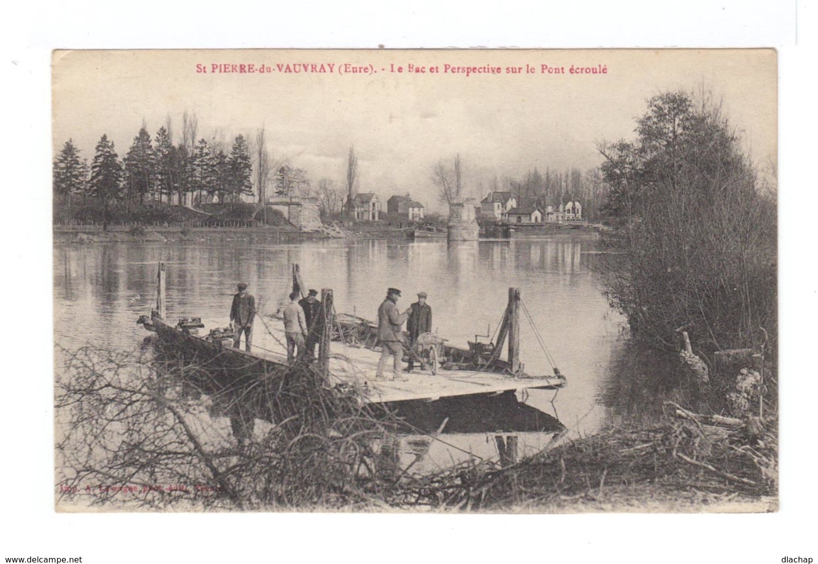 Saint Pierre Du Vauvray. Eure. Le Bac Et Perspective Sur Le Pont écroulé. (2887) - Autres & Non Classés