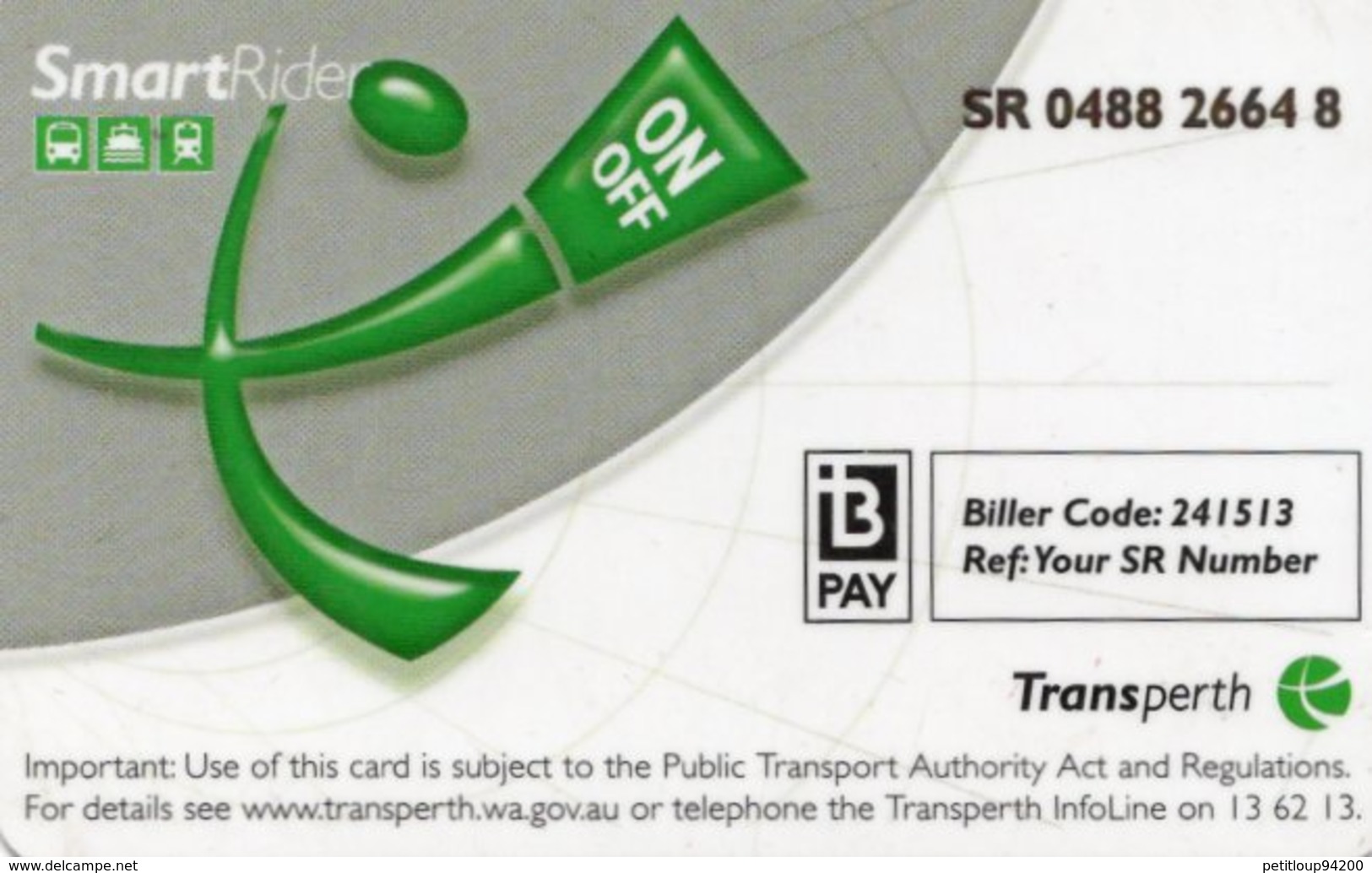 CARTE TRANSPORT METRO TRANSPerth  PERTH Australie - Otros & Sin Clasificación