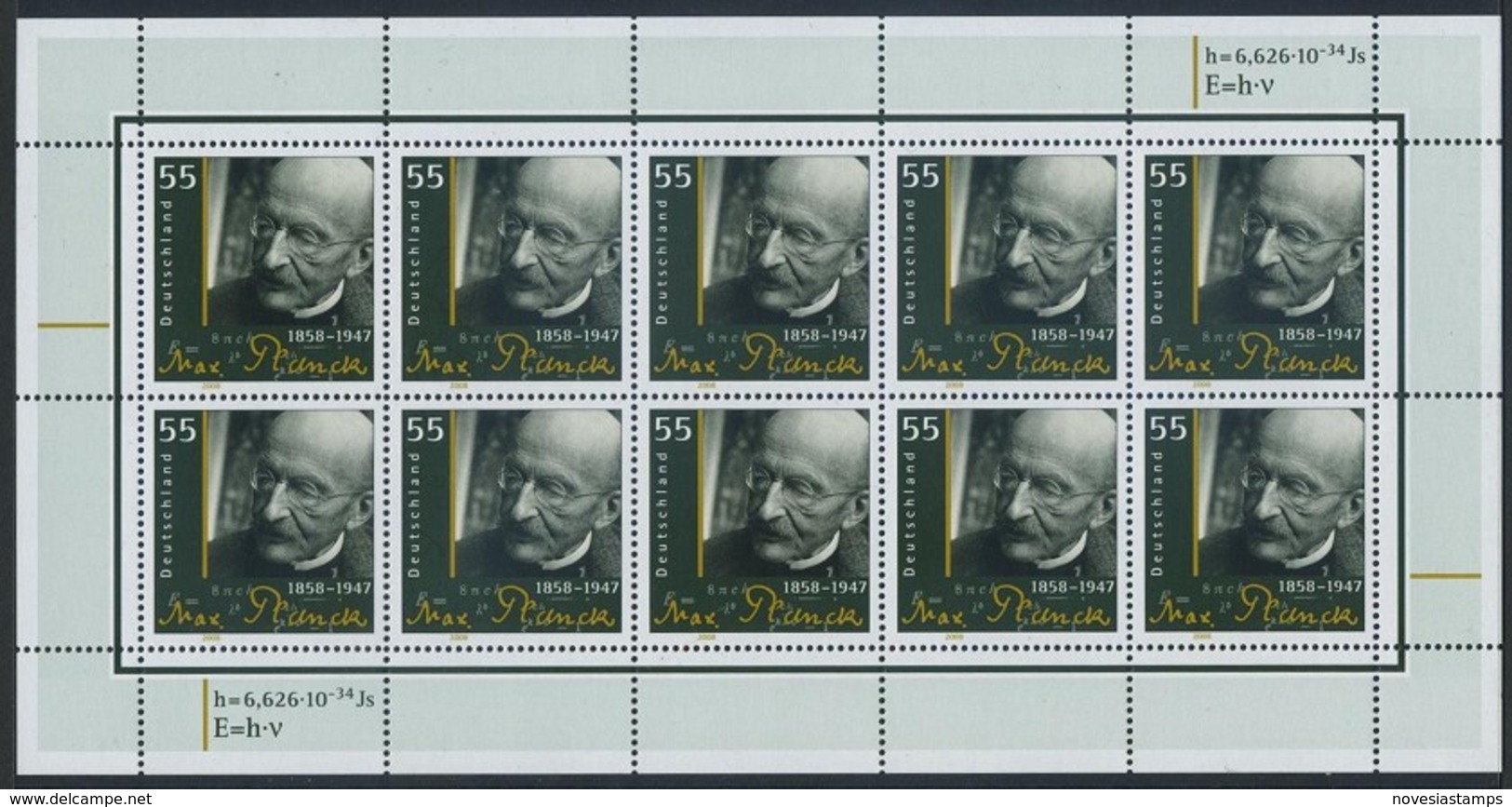 !a! GERMANY 2008 Mi. 2658 MNH SHEET(10) -Max Planck, Physicist - 2001-2010