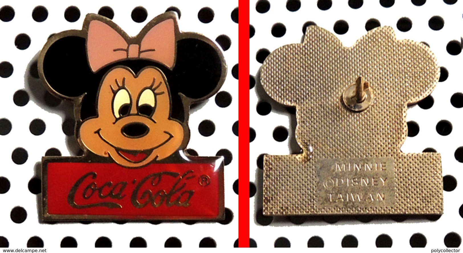 Pin's Disney Tête Minnie Publicitaire Coca-Cola Copyright Disney Au Verso - Disney