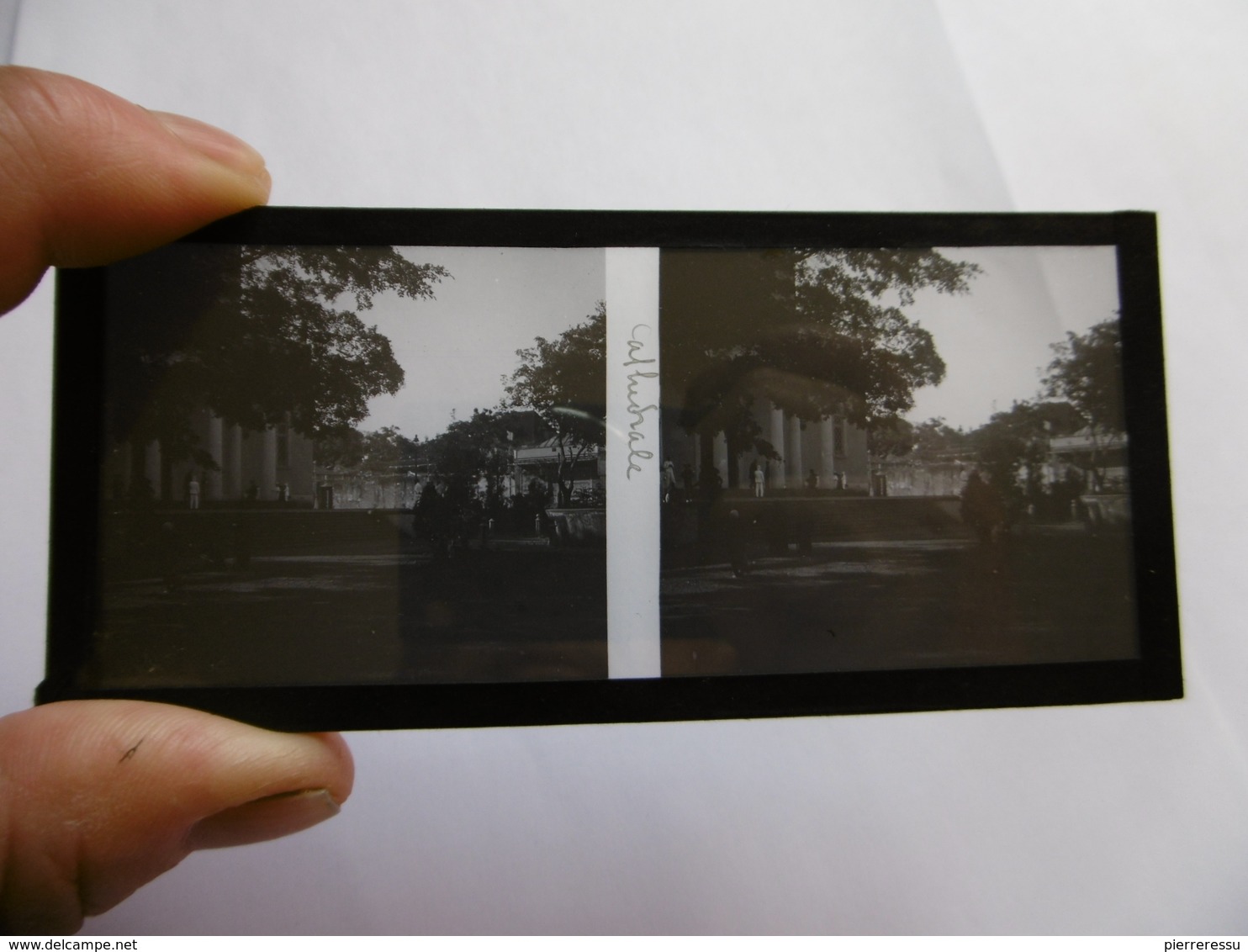 LA REUNION SAINT DENIS LA CATHEDRALE PHOTO PLAQUE DE VERRE STEREO 13 X 6 - Glass Slides