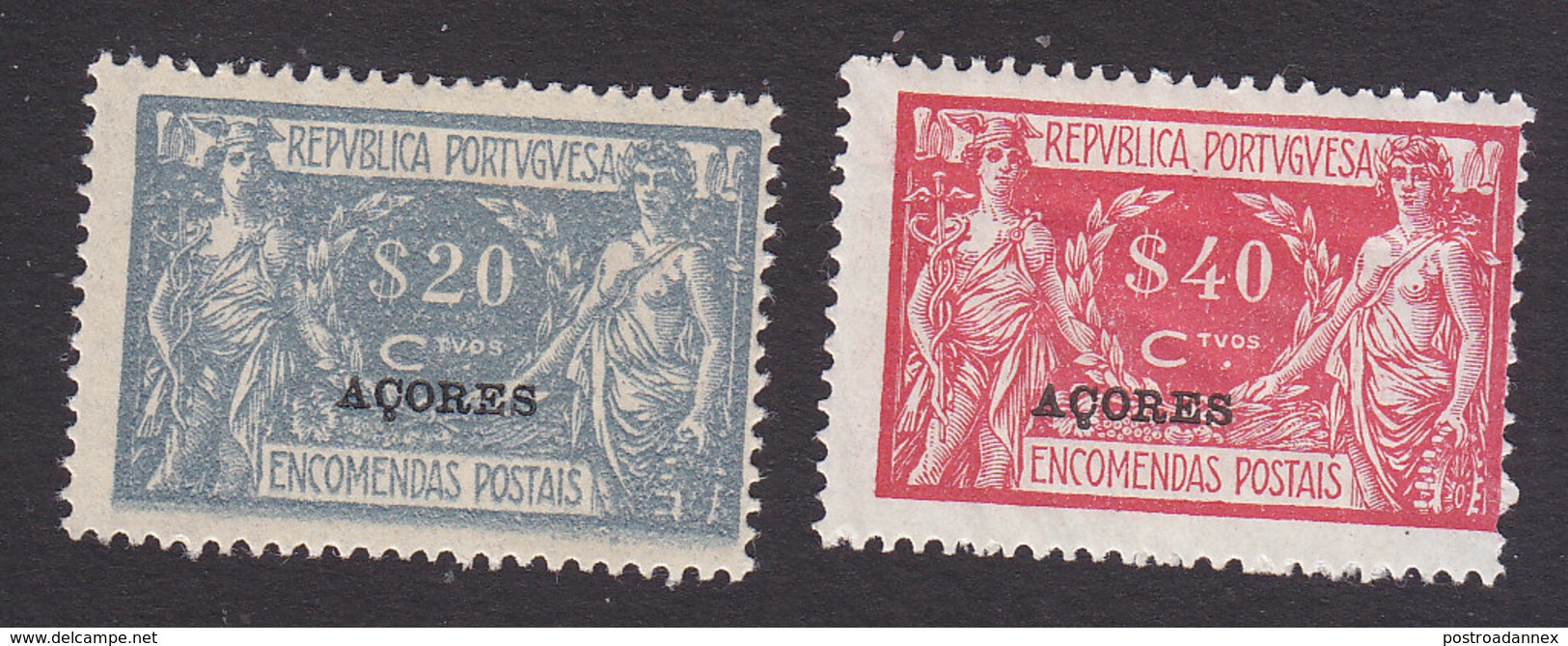 Azores, Scott #Q5-Q6, Mint Hinged, Parcel Post Overprinted, Issued 1921 - Azores