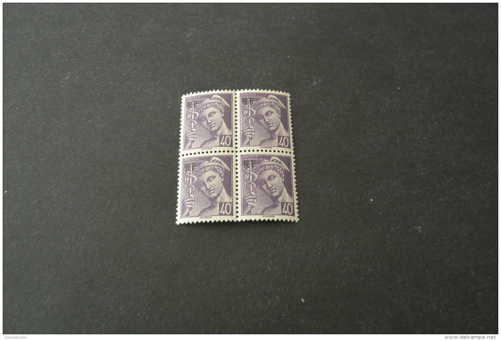 FR797-bloc De 4  MNH  France  1944  - SC. 501 - YV.659 - Overprinted Rf - Mercury - Mercure  - 40c Dark Violet - 1938-42 Mercure