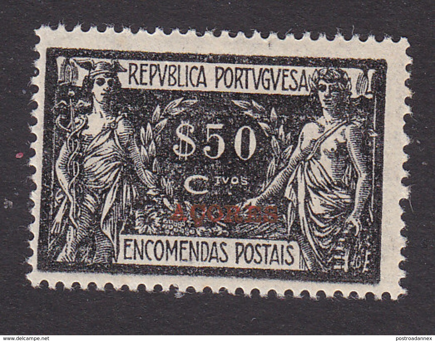 Azores, Scott #Q7, Mint Hinged, Parcel Post Overprinted, Issued 1921 - Azores