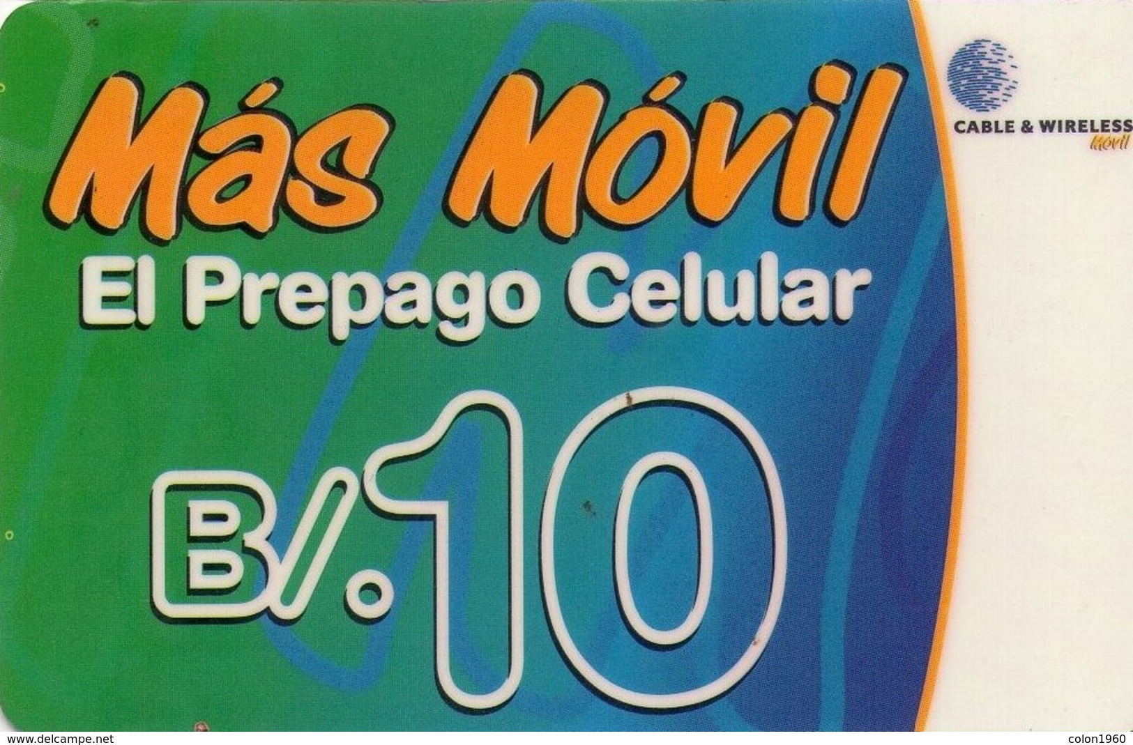 PANAMA. PAN-C&W-205B. Mas Movil. 10. White Edge. (011) - Panama