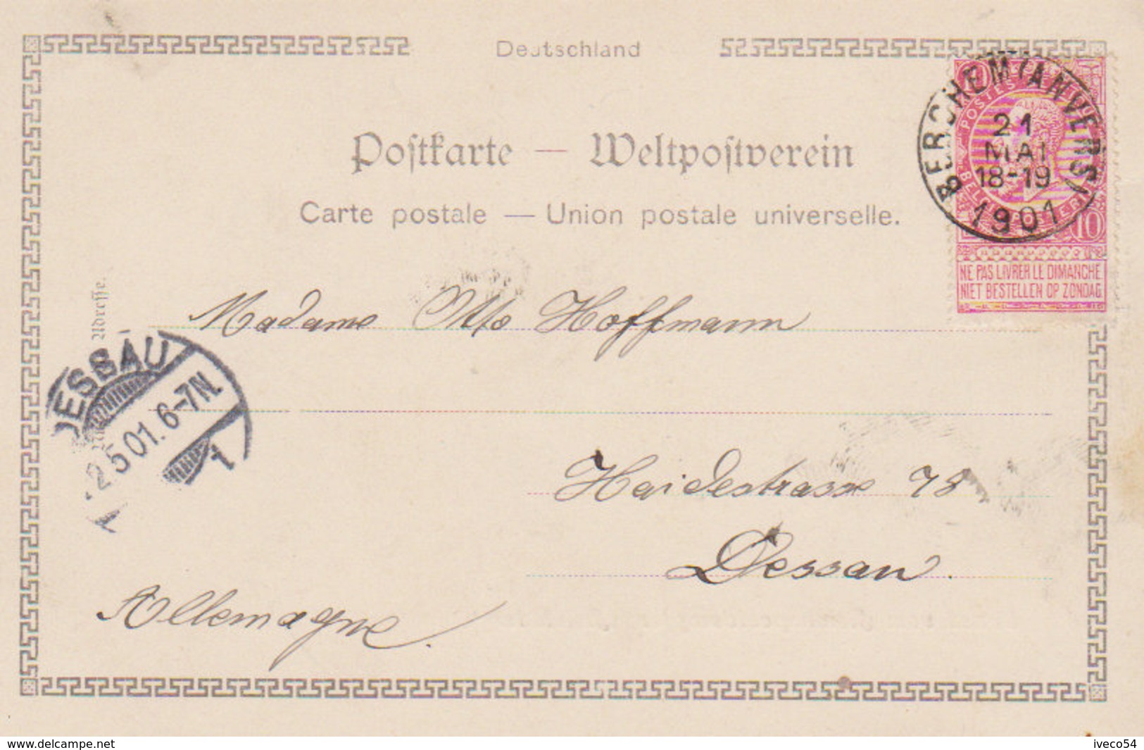 1901   Anvers  " Gruss Von Reichspostdampfer - Reichstag   " - Antwerpen