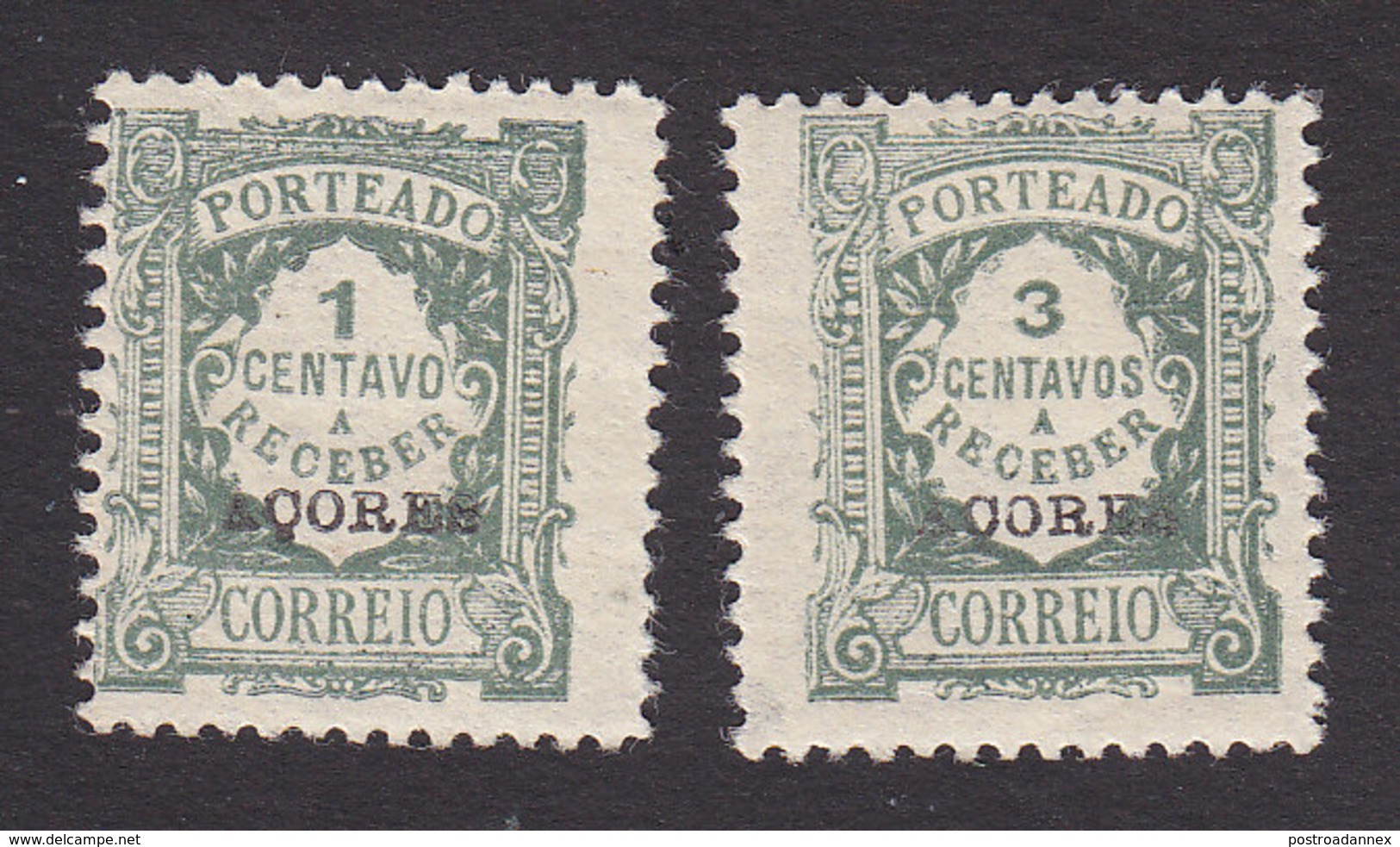 Azores, Scott #J31, J33, Mint Hinged, Postage Due Overprinted, Issued 1922 - Azoren