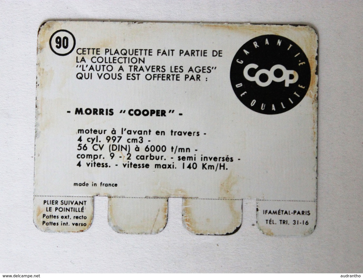 Plaque Métal Voiture Morris COOPER L'auto à Travers Les âges COOP 1964 - Auto's