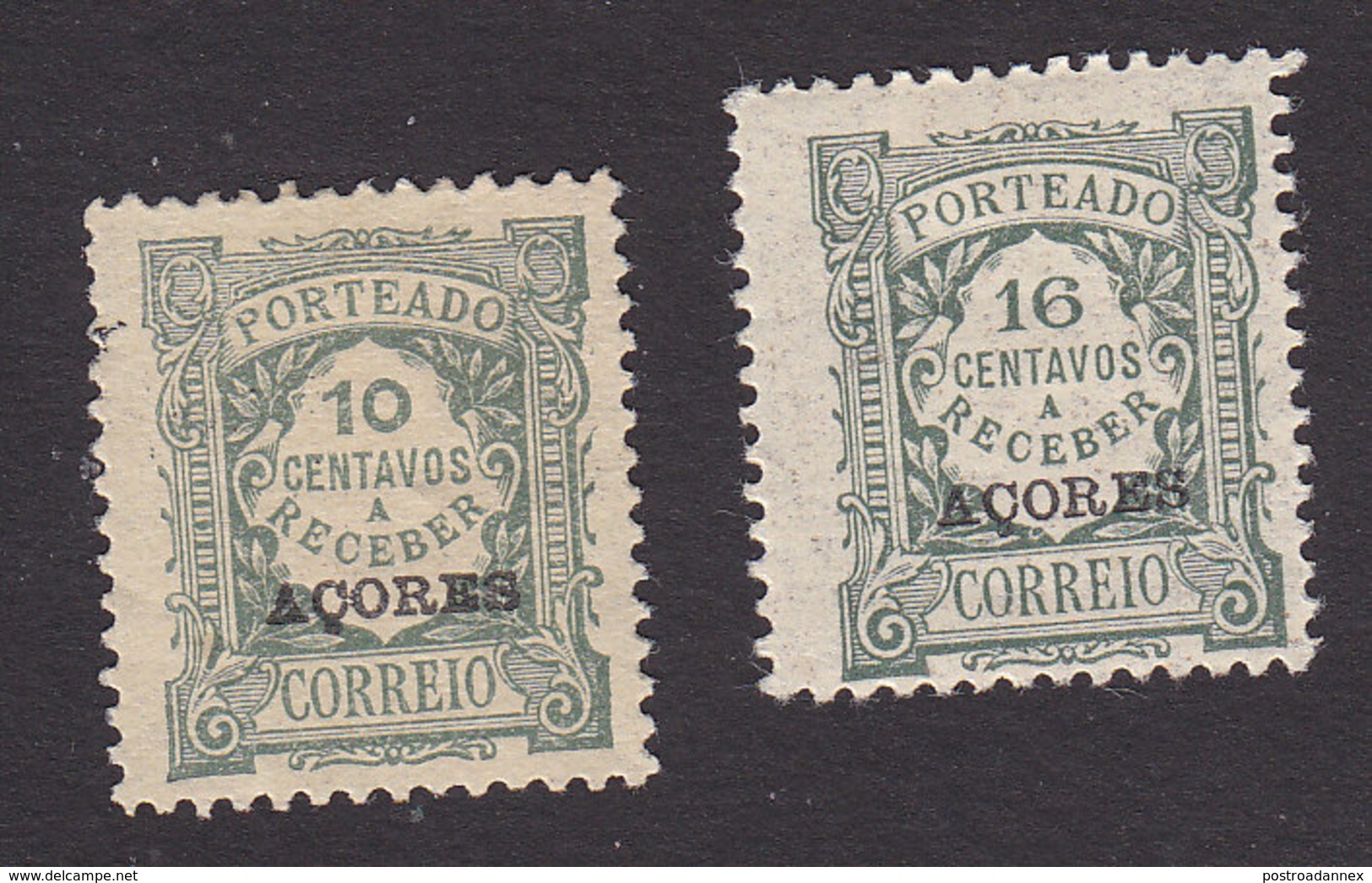 Azores, Scott #J35, J37, Used/Mint Hinged, Postage Due Overprinted, Issued 1922 - Azores