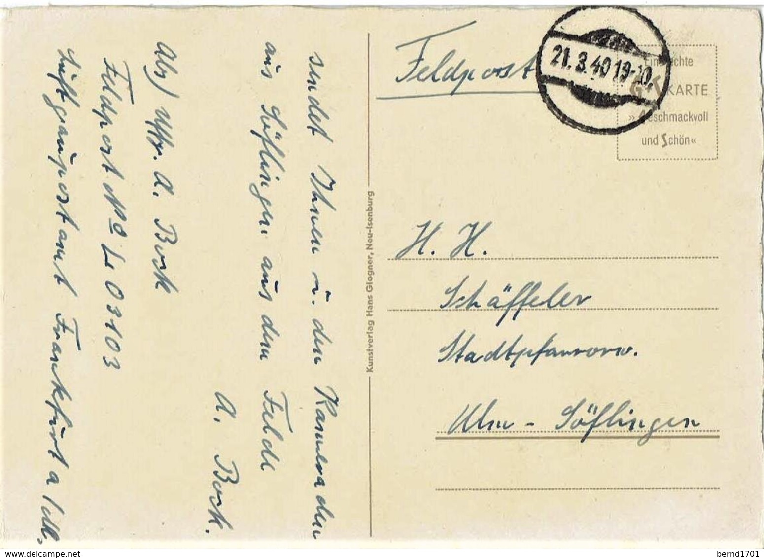 Deutsches Reich - Postkarte Echt Gelaufen / Postcard Used # Feldpost (O1554) - Easter