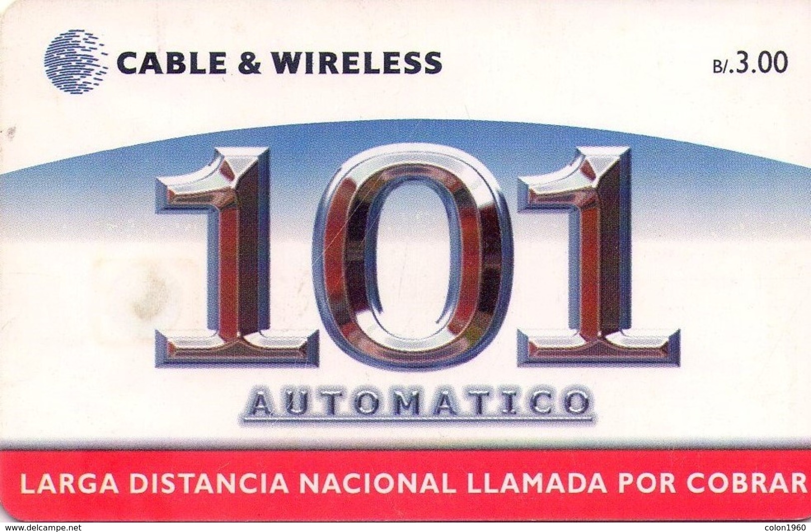 PANAMA. PAN-C&W-58A. (CHIP NEGRO). 101 Automatico - Larga Distancia Nacional 3 B/. 2001. (034) - Panamá