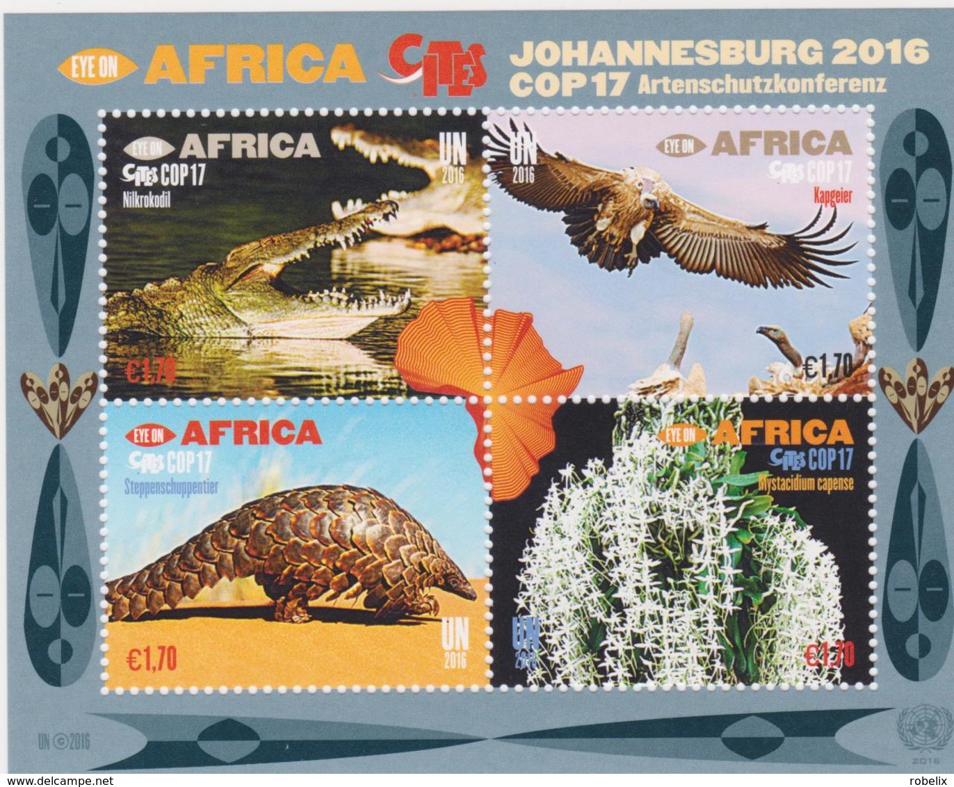 U.N - VIENNA- 2016 -COP 17 World Wildlife Conference JOHANNESBURG-Fauna And Flora Of Africa-  MNH** - Unused Stamps