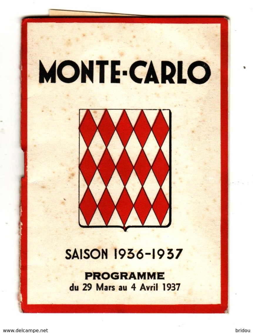 Programme   MONTE CARLO   Année 1937     Monaco    32 Pages - Programmes