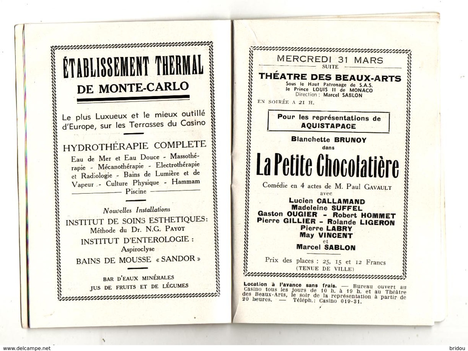 Programme   MONTE CARLO   Année 1937     Monaco    32 Pages - Programmes