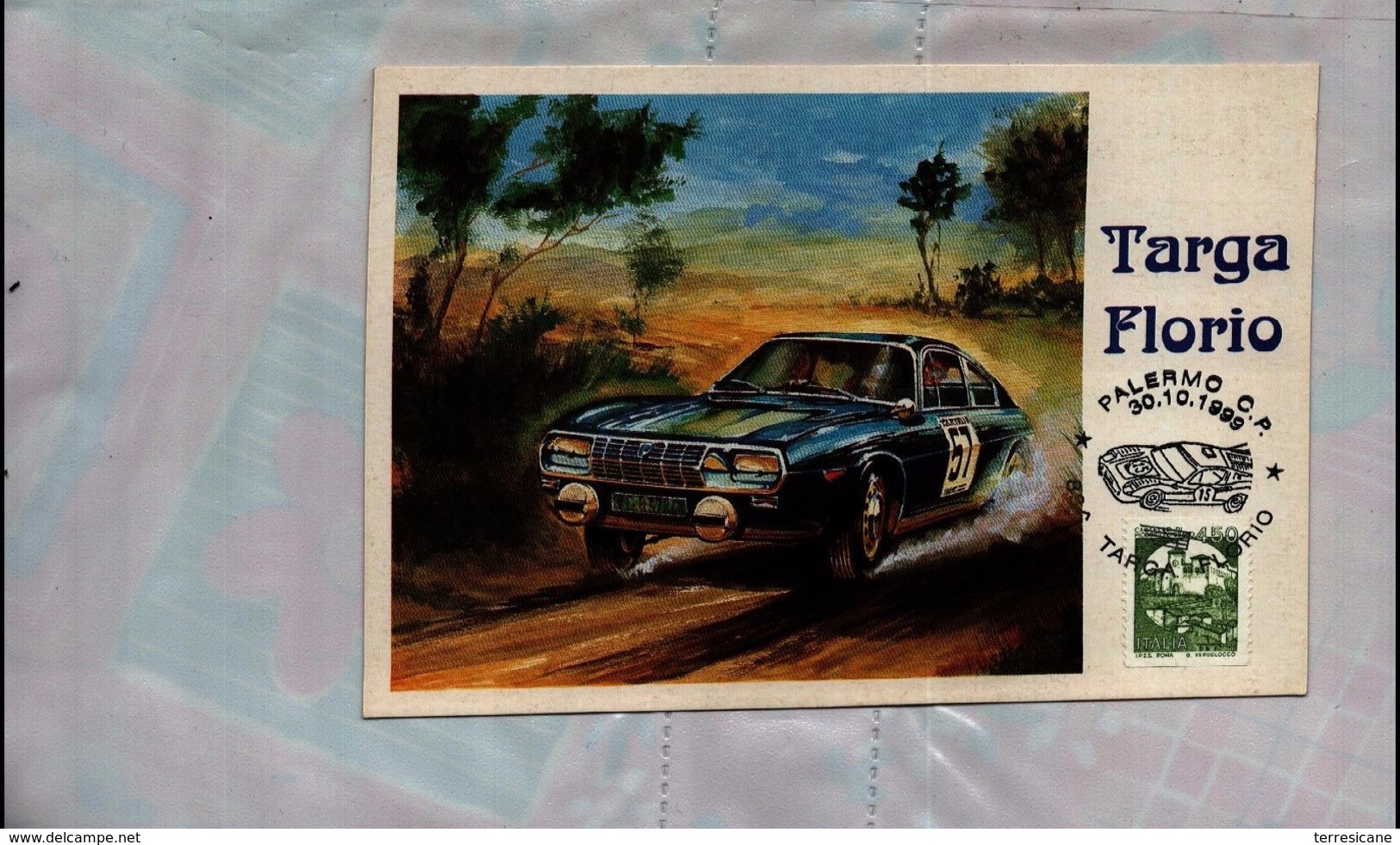 CARTOLINA POSTCARD BROVARONE ALDO TARGA FLORIO 1999 TARGHETTA MANIFESTAZIONE - Rally