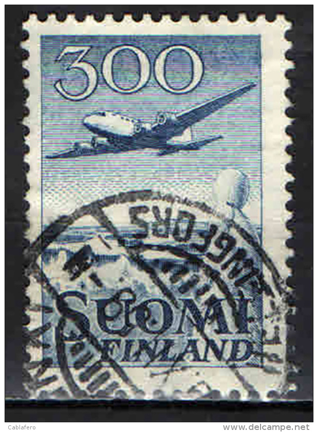 FINLANDIA - 1958 - AEREO IN VOLO (SENZA LETTERE MK) - USATO - Oblitérés