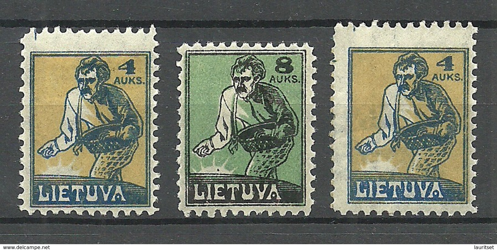 LITAUEN Lithuania 1922 Michel 124 - 125 * Mi 124 Perforation Error Long Stamp - Litauen