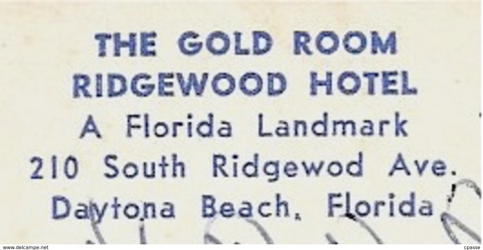 CPSM Post Card USA FL Florida DAYTONA - THE GOLD ROOM RIDGEWOOD HOTEL - Daytona