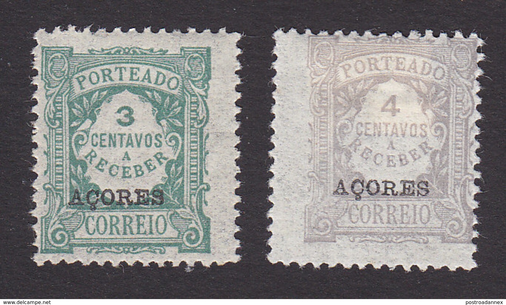 Azores, Scott #J18-J19, Mint Hinged, Postage Due Overprinted, Issued 1918 - Açores