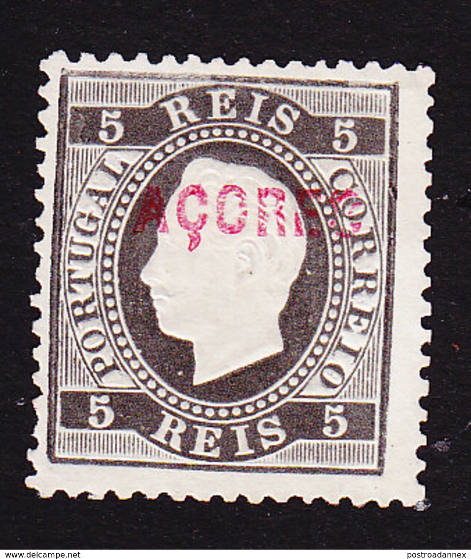 Azores, Scott #21?, Mint No Gum, Portugal Stamp Overprinted, Issued 1871 - Azores