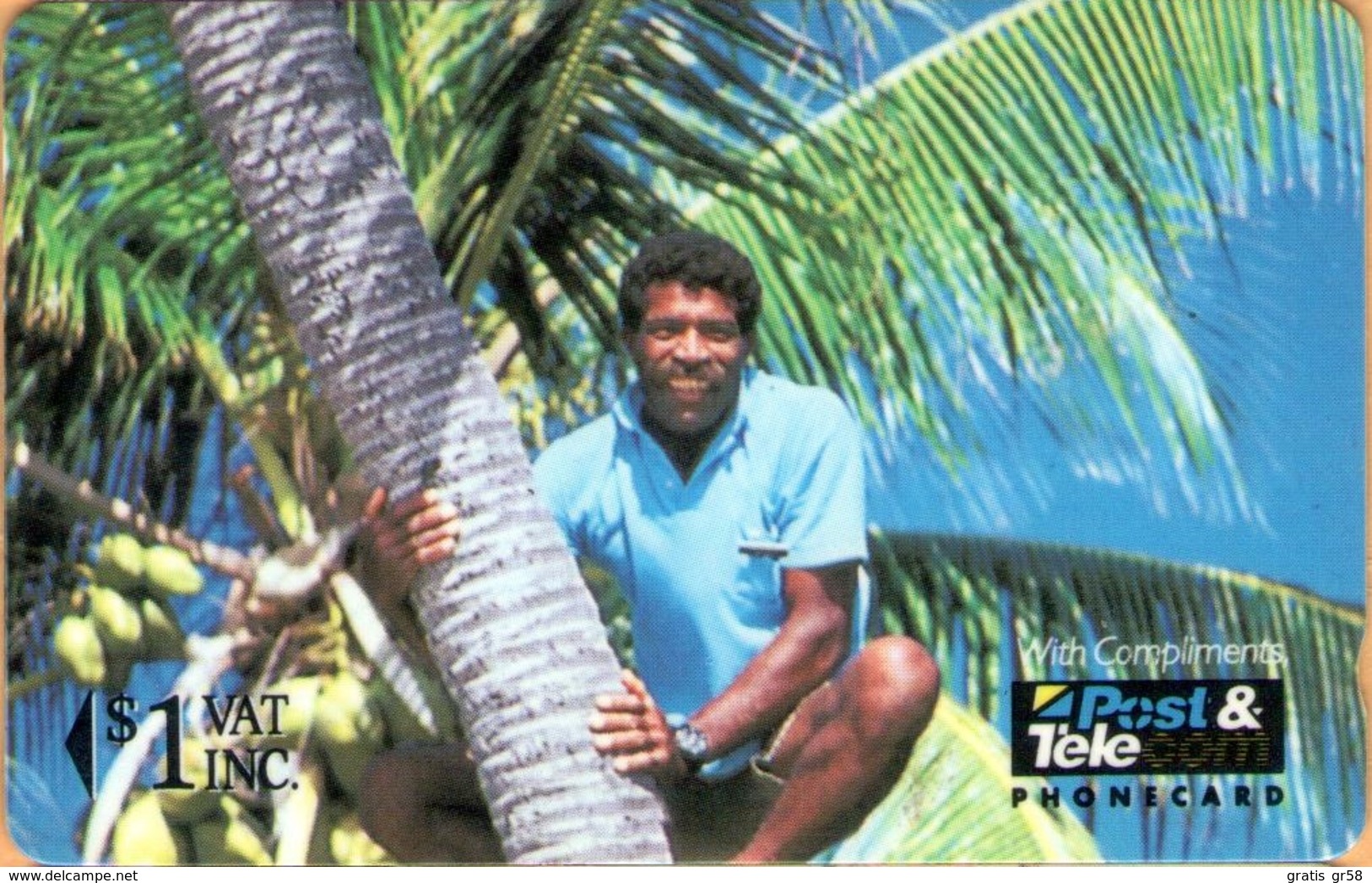 Fiji - FIJ-001, GPT, First Issue, "Ni Sa Bula", Complimentary, 1$, 9.600ex, 1992, Used - Fidschi