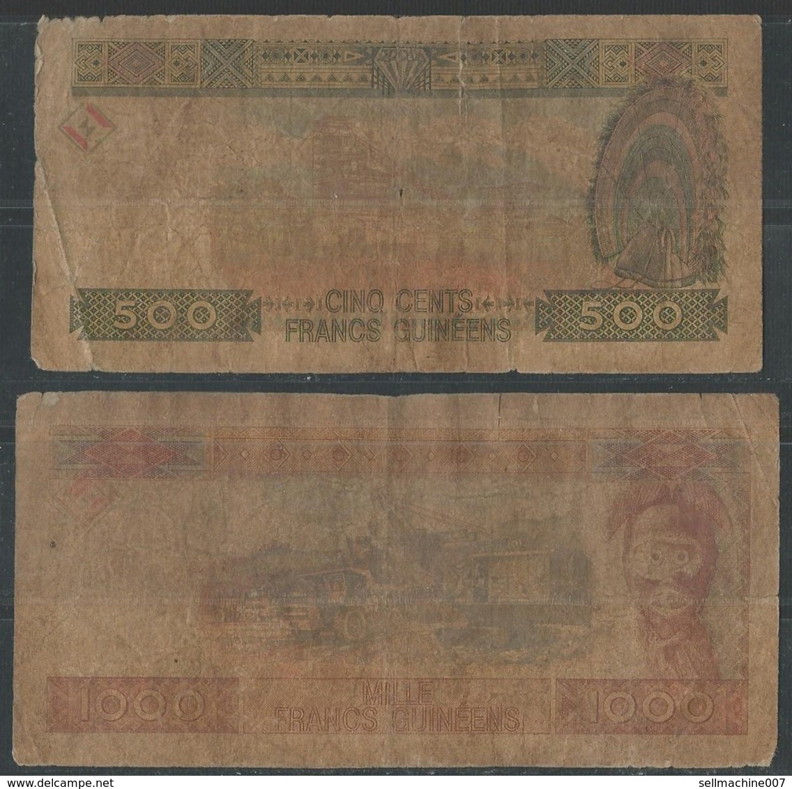 GUINÉE / GUINEA  500 & 1000 FRANCS YEAR 1960 / 1998 BANKNOTE - Mille & Cinq Cents Francs Guineens - Guinea