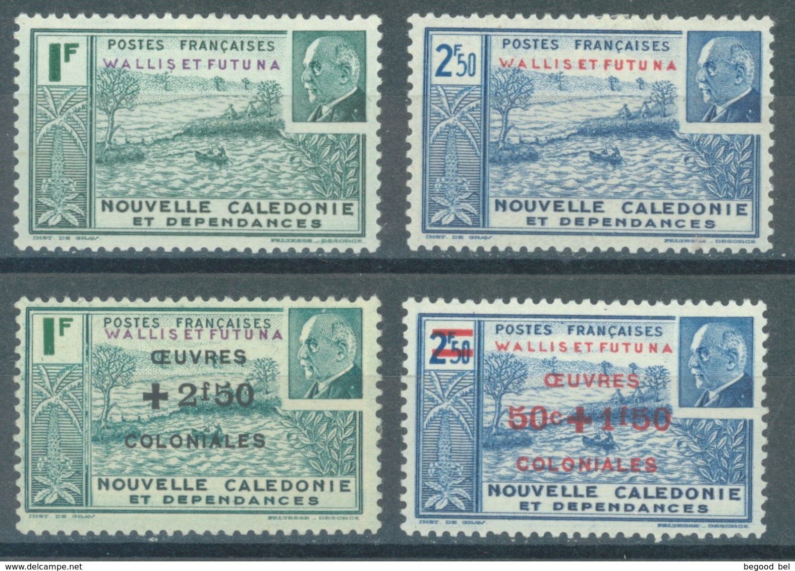 WALLIS FUTUNA - 1941 - MH/* - PETAIN + SURCHARGE OEUVRE COLONIALE - Yv 90-91 131-132 - Lot 16804 - Neufs