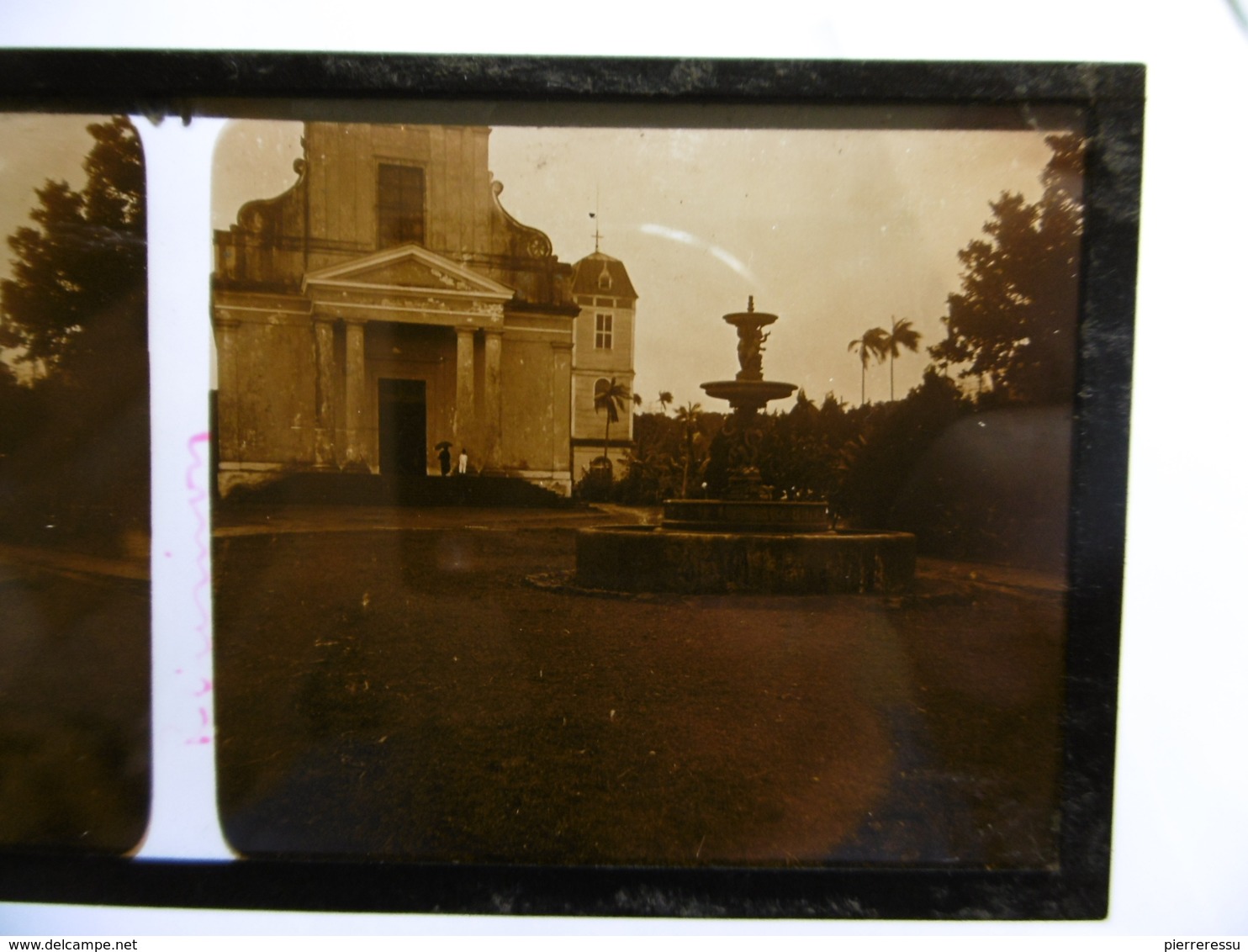 LA REUNION SAINT DENIS EGLISE St BENOIT  PHOTO PLAQUE DE VERRE STEREO 13 X 6 - Plaques De Verre