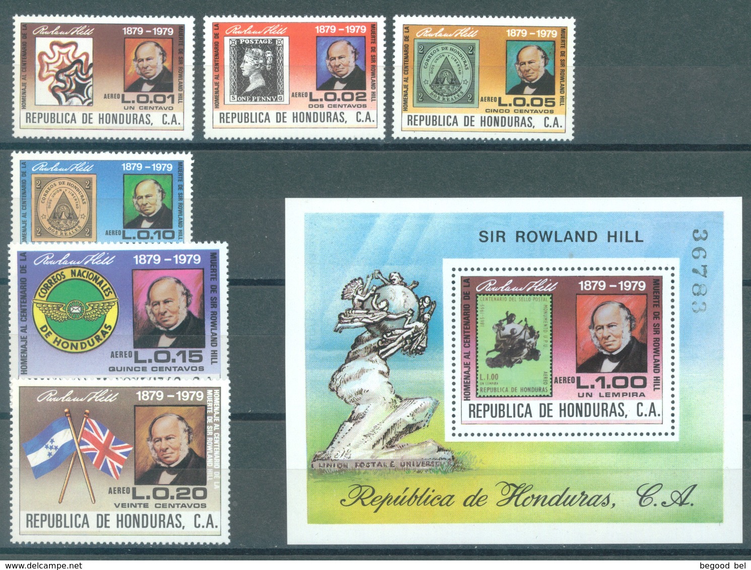 HONDURAS - 1979 - MNH/** - SIR ROWLAND HILL - Yv 647-652 BF 30 - Lot 16807 - Honduras