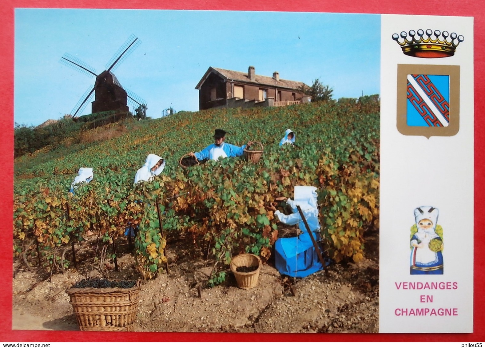 Cpsm Cpm 51 VERZENAY Anime  Le Moulin, Vendanges , Blason - Otros & Sin Clasificación