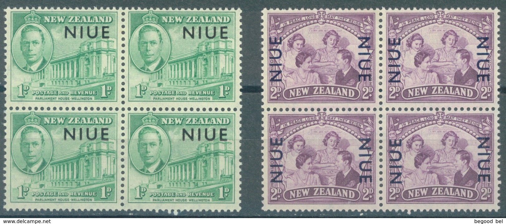 NIUE - 1946 - MNH/** - Yv 76-77 IN BLOC OF 4 - Lot 16809 - Niue