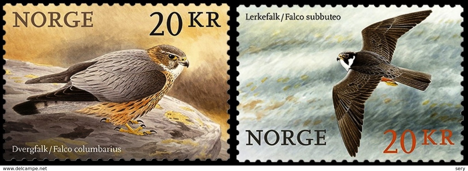 Norway 2017 Set 2 V MNH Self-adhesive Birds Merlin (falco Columbiarus) 	Hobby (falco Subbuteo) - Águilas & Aves De Presa