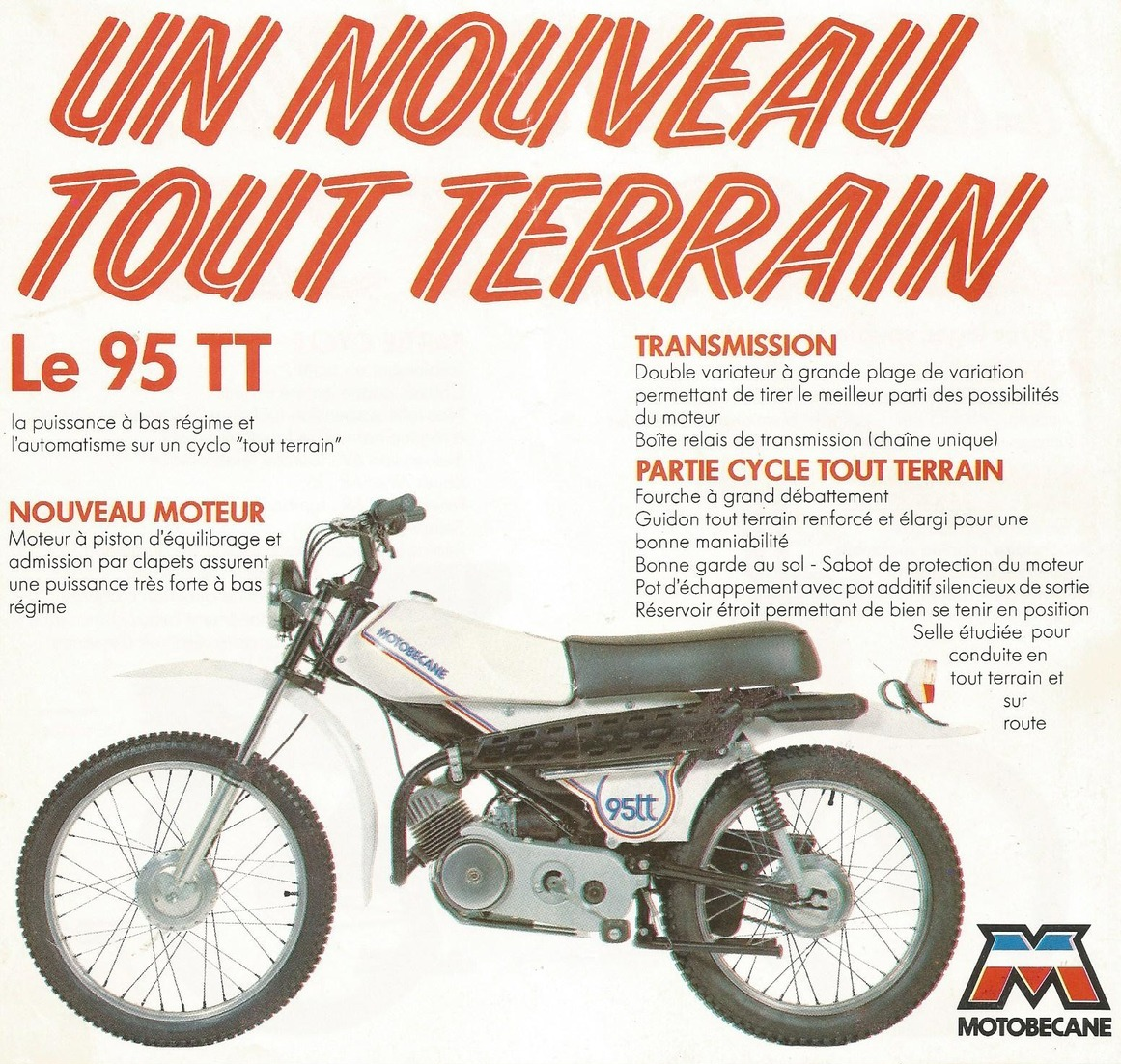 Cn  Doc :  Cycles  Motos  Le Nouveau Tout Terrain Le 95 Tt& 50 Leger  Motobecane  Bp Zoom - Motos