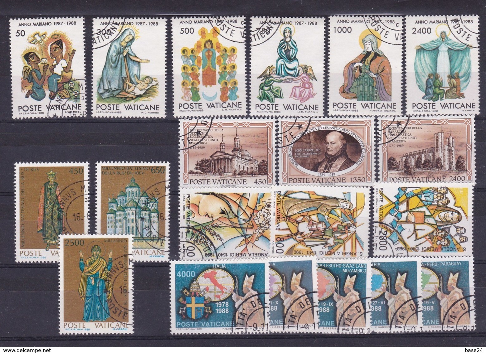 1988 1989 1990 Vaticano Vatican ANNO MARIANO, MILLENNIO KIEV, VIAGGI DEL PAPA,GERARCHIA ECCLESIAST........ 5 Serie USATE - Used Stamps