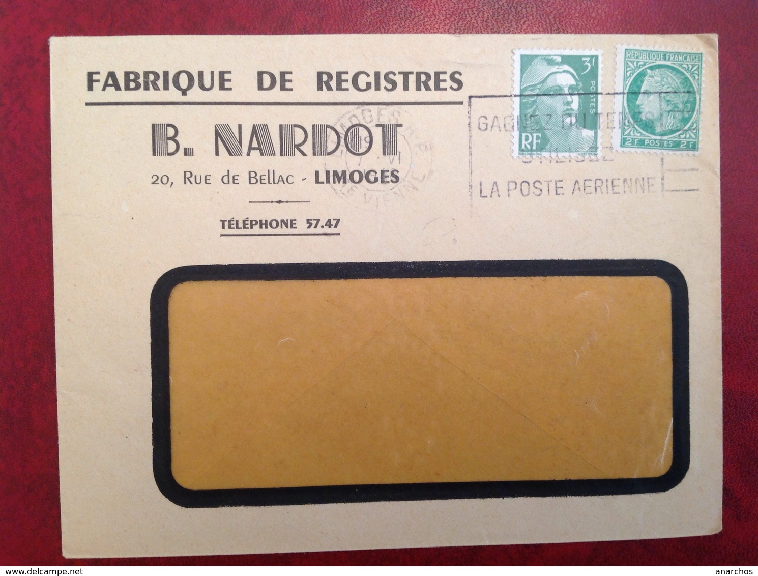 Limoges Poste Aérienne Nardot - Maschinenstempel (Sonstige)