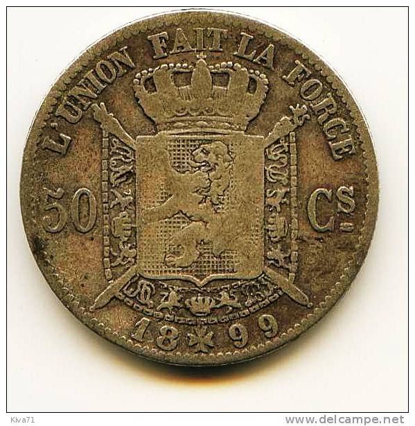 *Pas Courante* 50 Centimes Argent Léopold II 1899 TTB/ VF+ - 50 Centimes