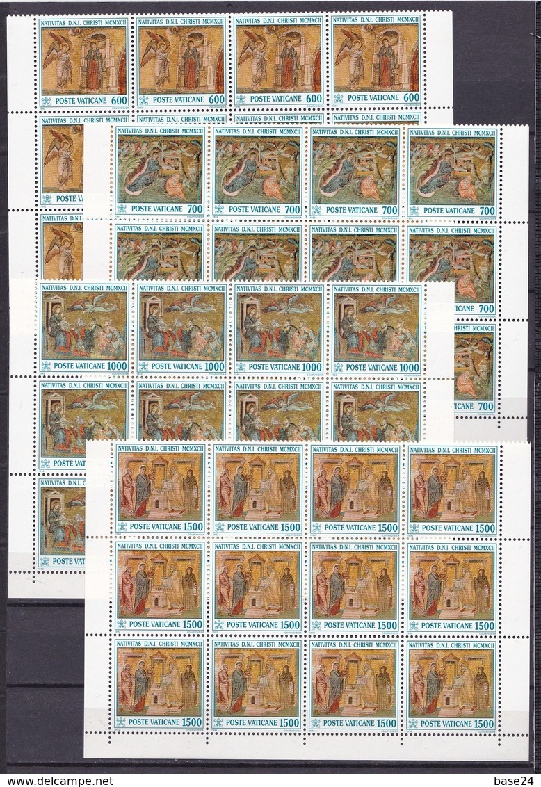 1992 Vaticano Vatican NATALE  CHRISTMAS 12 Serie Di 4v. MNH** In Blocco - Nuovi