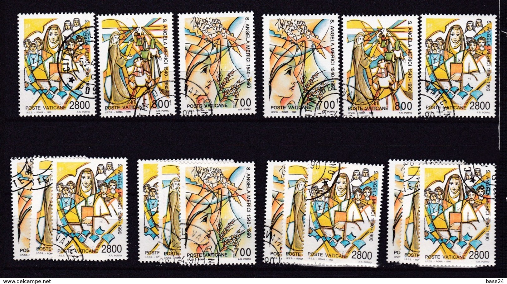 1990 Vaticano Vatican  S. ANGELA MERICI  6 Serie Di 3v. Usate Con Gomma USED - Used Stamps