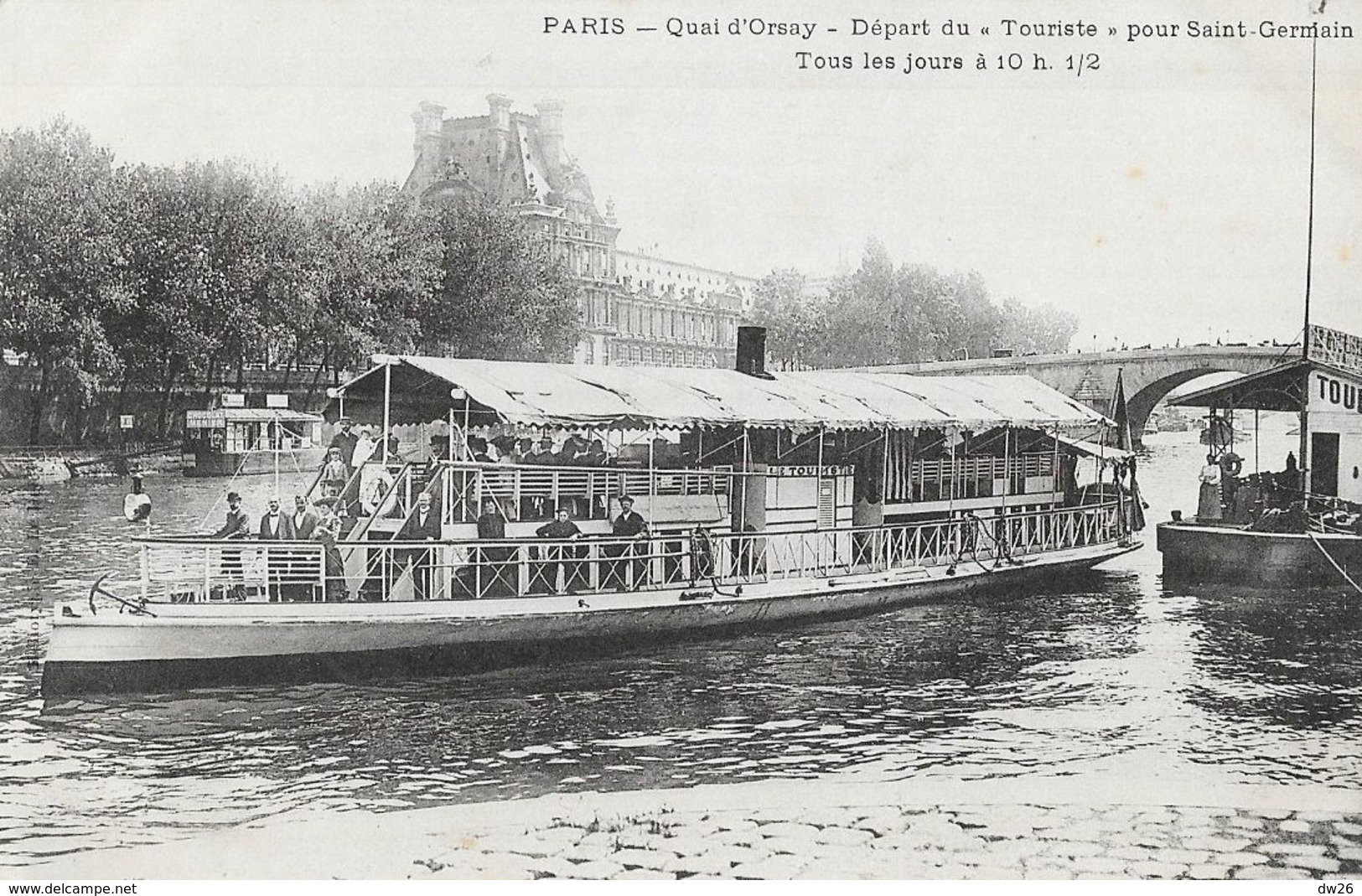 Paris - Quai D'Orsay, Départ Du "Touriste" Pour St Saint-Germain Tous Les Jours - Carte Non Circulée - La Seine Et Ses Bords