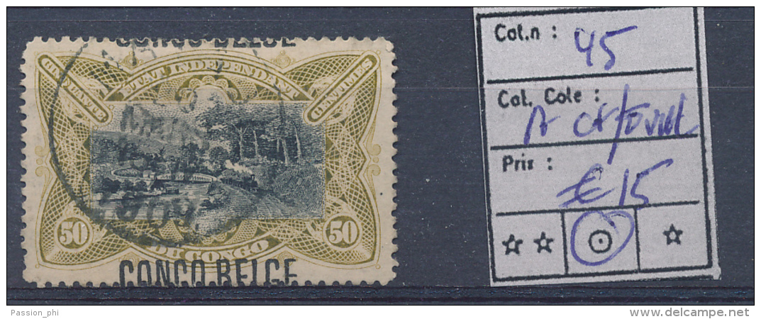 BELGIAN CONGO BOX1 TYPO A CHEVAL COB 45 USED - Used Stamps